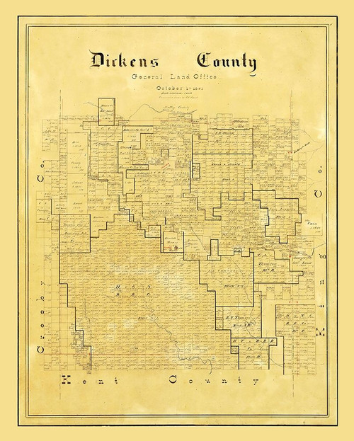 Dickens County Texas - Arlitt 1891 Poster Print by Arlitt Arlitt # TXDI0001