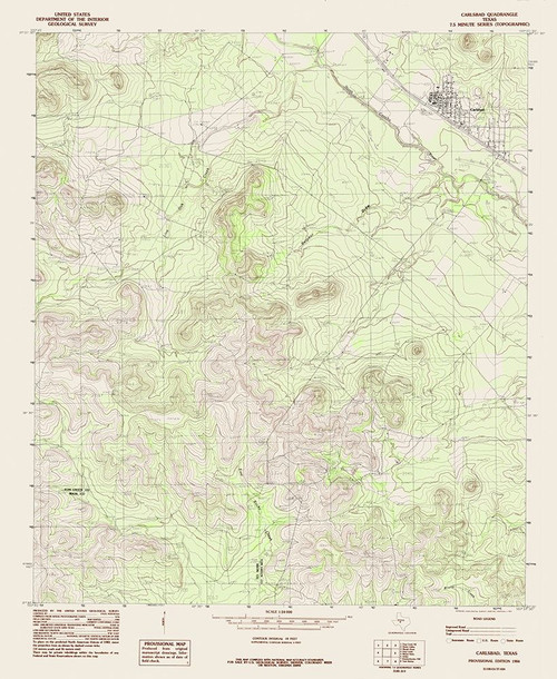 Carlsbad Texas Quad - USGS 1984 Poster Print by USGS USGS # TXCT0001