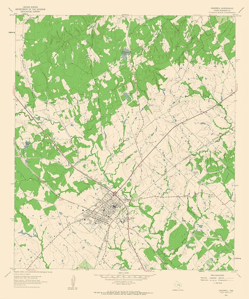 Caldwell Texas Quad - USGS 1961 Poster Print by USGS USGS # TXCT0009