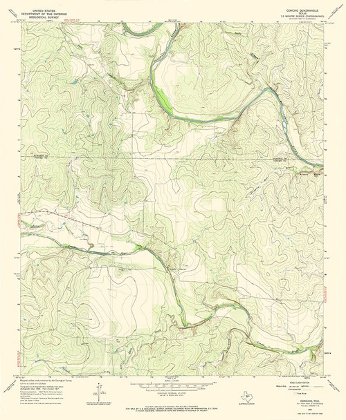 Concho Texas Quad - USGS 1967 Poster Print by USGS USGS # TXCT0014