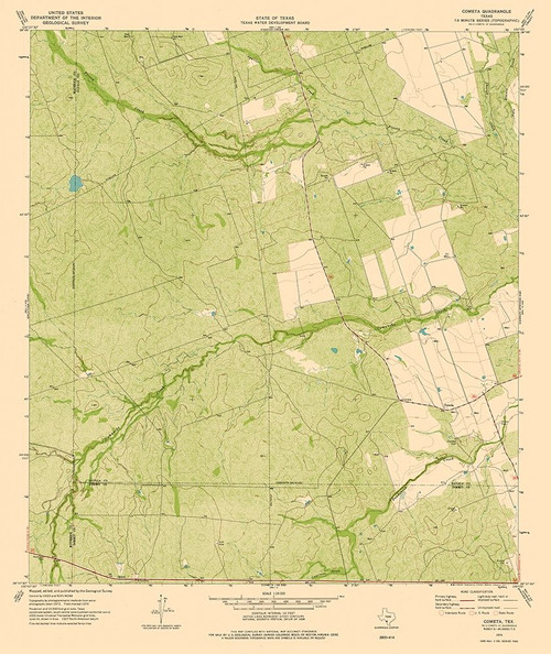 Cometa Texas Quad - USGS 1974 Poster Print by USGS USGS # TXCT0016