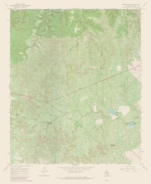 Buzzard Peak Texas Quad - USGS 1967 Poster Print by USGS USGS # TXBP0001