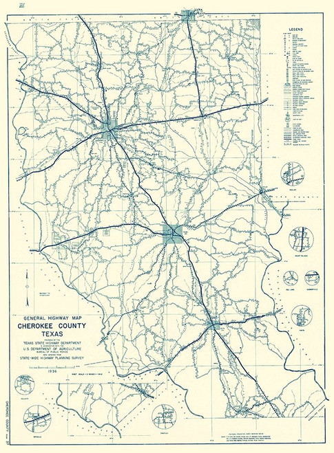 Cherokee Texas Highway - Highway Dept 1936 Poster Print by Highway Dept Highway Dept # TXCH0002