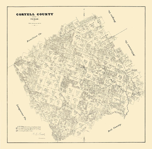 Coryell County Texas - Walsh 1879 Poster Print by Walsh Walsh # TXCO0023