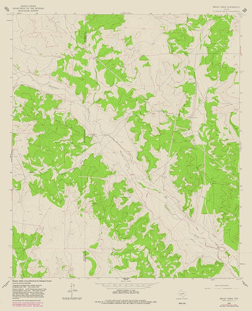 Bailey Draw Texas Quad - USGS 1964 Poster Print by USGS USGS # TXBD0001