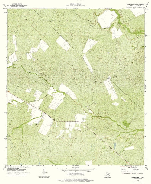 Burns Ranch Texas Quad - USGS 1974 Poster Print by USGS USGS # TXBR0016