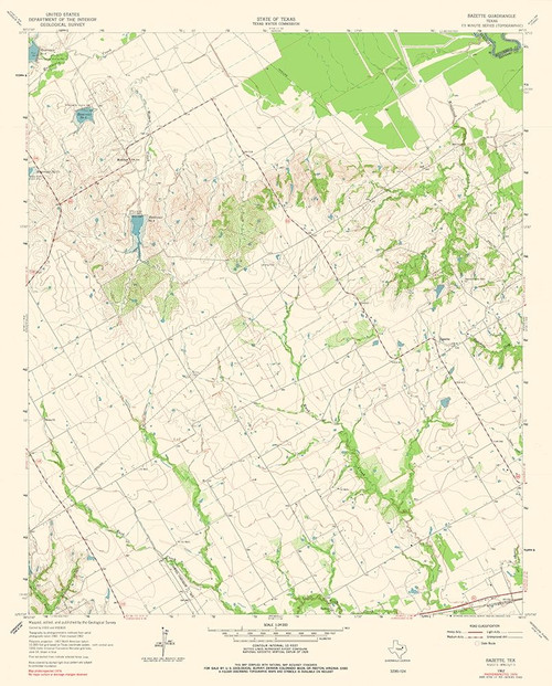 Bazette Texas Quad - USGS 1962 Poster Print by USGS USGS # TXBA0009