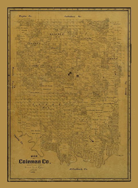 Coleman County Texas - Clark 1895  Poster Print by Clark Clark # TXCC0008