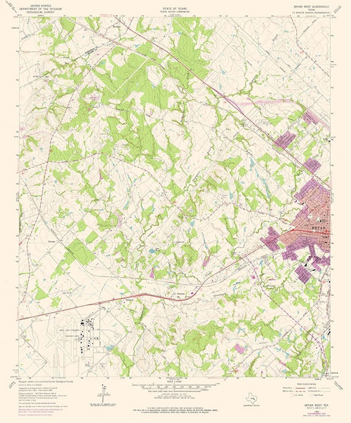 West Bryan Texas Quad - USGS 1962 Poster Print by USGS USGS # TXBR0013