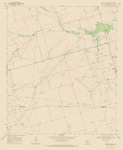 Benge Corner Texas Quad - USGS 1968 Poster Print by USGS USGS # TXBC0004