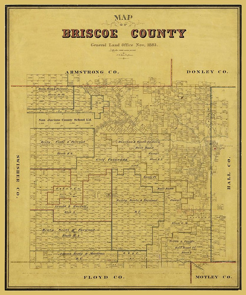 Briscoe County Texas - Blau 1885 Poster Print by Blau Blau # TXBR0026
