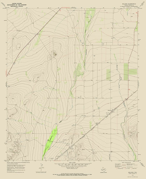 Belding Texas Quad - USGS 1970 Poster Print by USGS USGS # TXBE0007