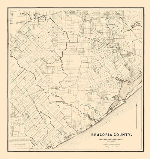 Brazoria County Texas - 1877 Poster Print by Unknown Unknown # TXBR0018