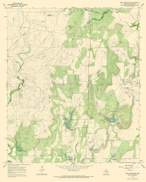 Bead Mountain Texas Quad - USGS 1967 Poster Print by USGS USGS # TXBM0002