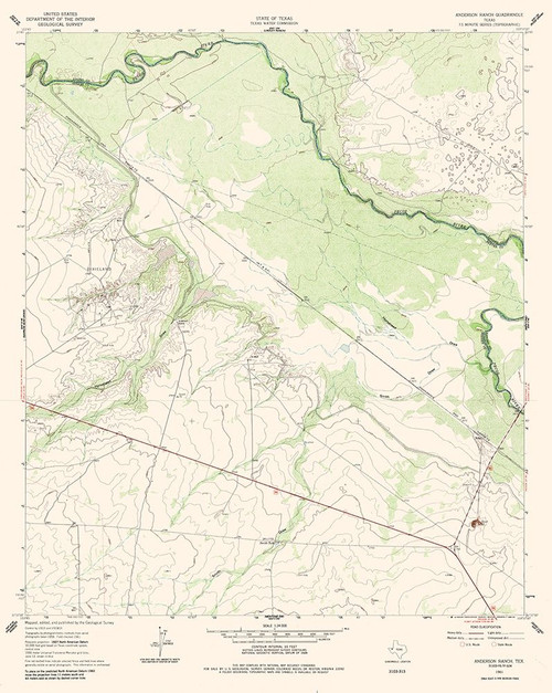 Anderson Ranch Texas Quad - USGS 1961 Poster Print by USGS USGS # TXAR0007