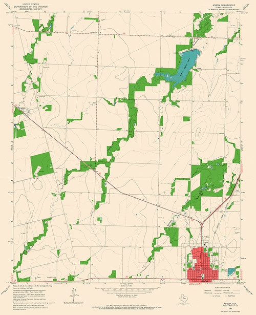 Anson Texas Quad - USGS 1965 Poster Print by USGS USGS # TXAN0001