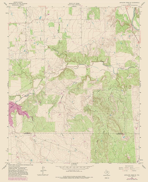 North East Antelope Creek Texas Quad - USGS 1962 Poster Print by USGS USGS # TXAC0005