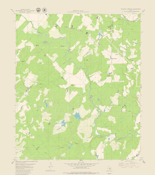 Blanket Springs Texas Quad - USGS 1979 Poster Print by USGS USGS # TXBS0002