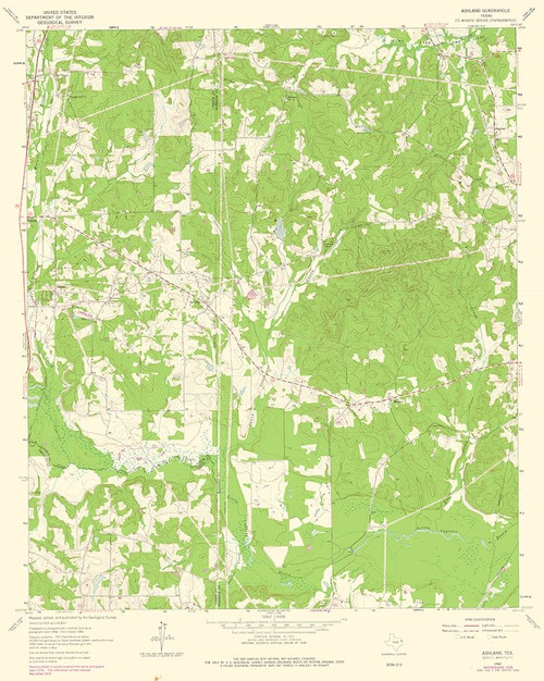 Ashland Texas Quad - USGS 1962 Poster Print by USGS USGS # TXAS0002