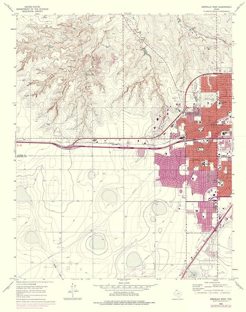 West Amarillo Texas Quad - USGS 1960 Poster Print by USGS USGS # TXAM0004