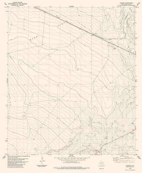 Aragon Texas Quad - USGS 1983 Poster Print by USGS USGS # TXAR0003