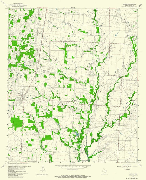 Aubrey Texas Quad - USGS 1960 Poster Print by USGS USGS # TXAU0006