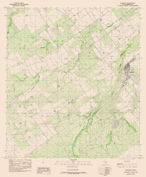 Asherton Texas Quad - USGS 1982 Poster Print by USGS USGS # TXAS0001