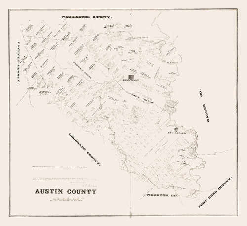 Austin County Texas - Walsh 1879 Poster Print by Walsh Walsh # TXAU0010