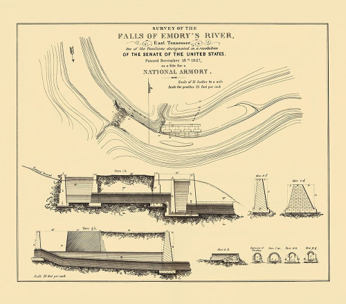 Emory River Falls Tennessee National Armory Poster Print by US Senate US Senate # TNEM0001