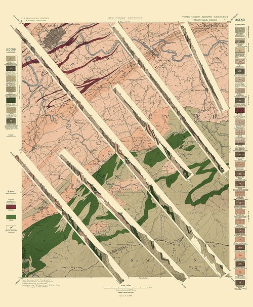 Knoxville Tennessee North Carolina Sheet Poster Print by USGS USGS # TNKN0002