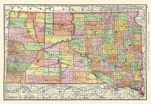 South Dakota - Rand McNally 1897 Poster Print by Rand McNally Rand McNally # SDZZ0002
