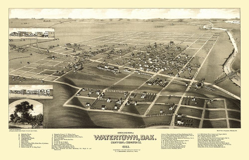 Watertown South Dakota - Stoner 1883 Poster Print by Stoner Stoner # SDWA0001
