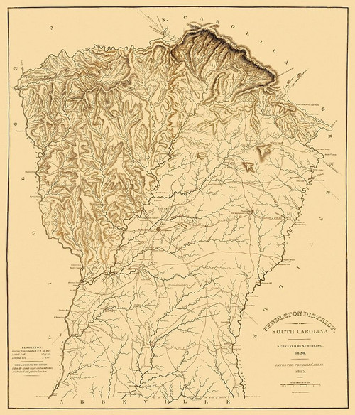 Pendleton South Carolina Landowner - Mills 1825 Poster Print by Mills Mills # SCPE0001