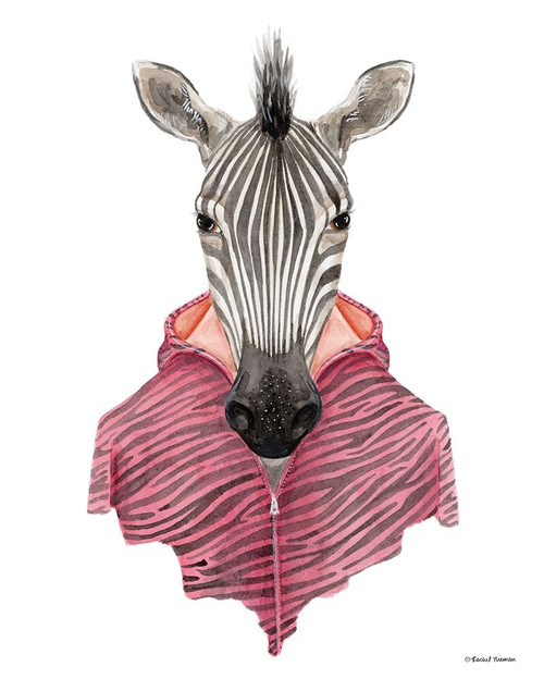 Zebra in a Zipup Poster Print by Rachel Nieman # RN148