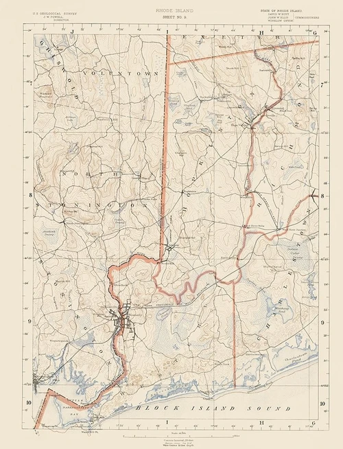 Rhode Island 9 of 10 Sheet - USGS 1891 Poster Print by USGS USGS # RIZZ0022