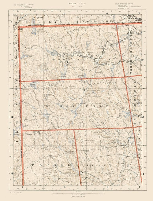 Rhode Island 2 of 10 Sheet - USGS 1891 Poster Print by USGS USGS # RIZZ0015