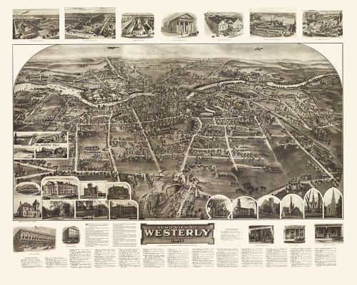 Westerly Rhode Island - Hughes 1911 Poster Print by Hughes Hughes # RIWE0002