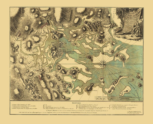 Boston Harbor Massachusetts - Beaurain 1776 Poster Print by Beaurain Beaurain # REWA0121