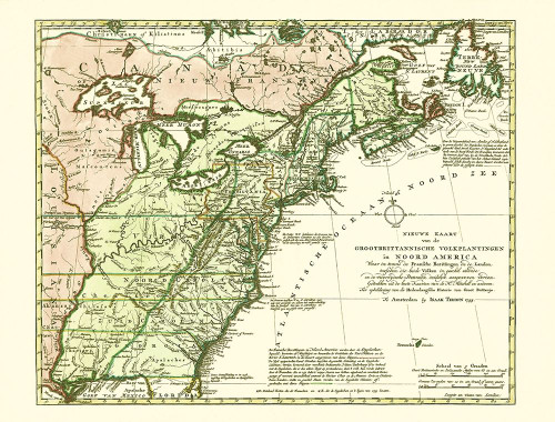 Great Britain Colonies North America - Tirion 1755 Poster Print by Tirion Tirion # REWA0031