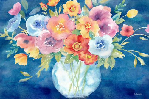 Bright Poppies Vase Navy Poster Print by Cynthia Coulter # RB14516CC