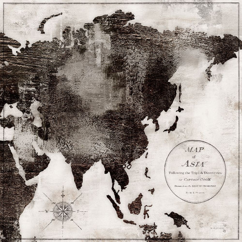 World Map Black and White II-Asia Poster Print by Marie-Elaine Cusson # RB14140MC
