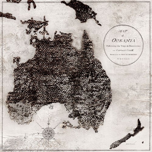 World Map Black and White V-Oceania Poster Print by Marie-Elaine Cusson # RB14143MC
