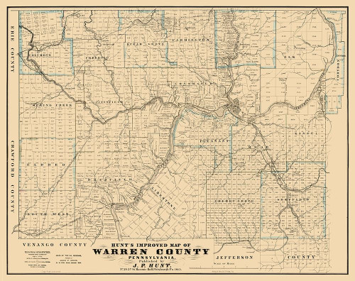 Warren County Pennsylvania - Hunt 1865 Poster Print by Hunt Hunt # PAWA0008