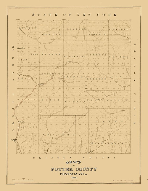 Potter County Pennsylvania - 1856 Poster Print by Unknown Unknown # PAPO0001
