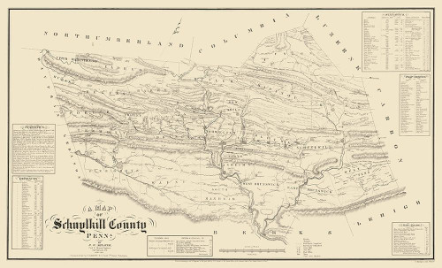 Schuylkill County Pennsylvania - Sheafer 1855 Poster Print by Sheafer Sheafer # PASC0003