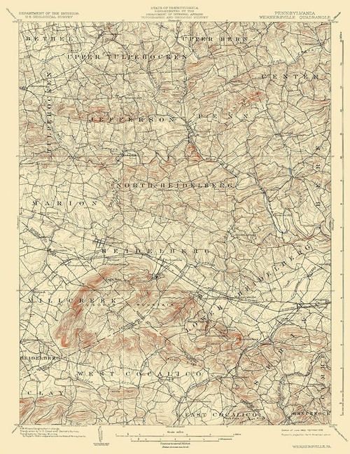 Wernersville Pennsylvania Quad - USGS 1902 Poster Print by USGS USGS # PAWE0001
