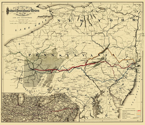 Seaboard, Pennsylvania and Western Railroad  1884 Poster Print by Colton Colton # PASE0001