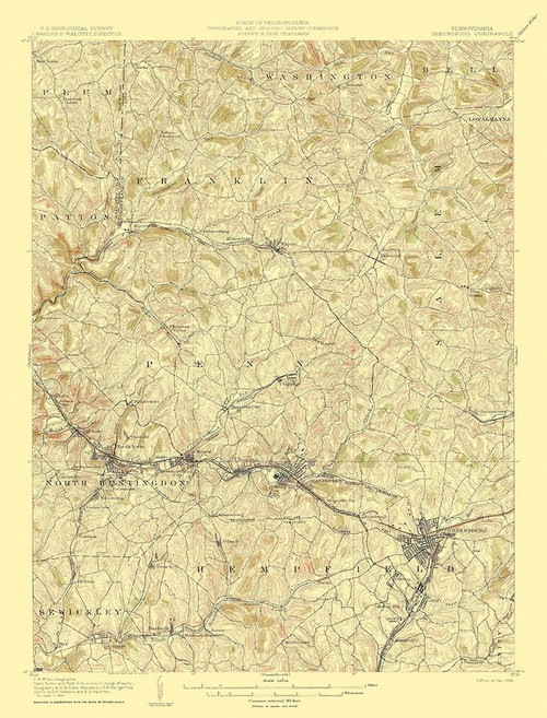 Greensburg Pennsylvania Quad - USGS 1906 Poster Print by USGS USGS # PAGR0001