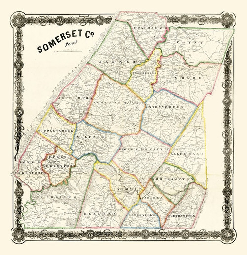 Somerset County Pennsylvania - 1860 Poster Print by Unknown Unknown # PASO0002