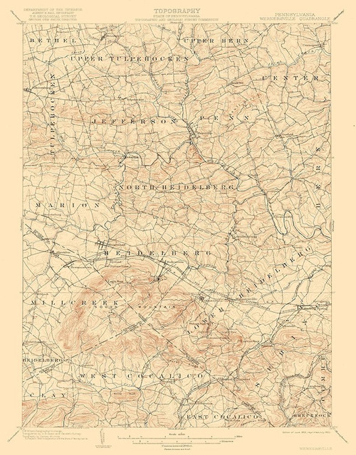 Wernersville Pennsylvania Quad - USGS 1902 Poster Print by USGS USGS # PAWE0003